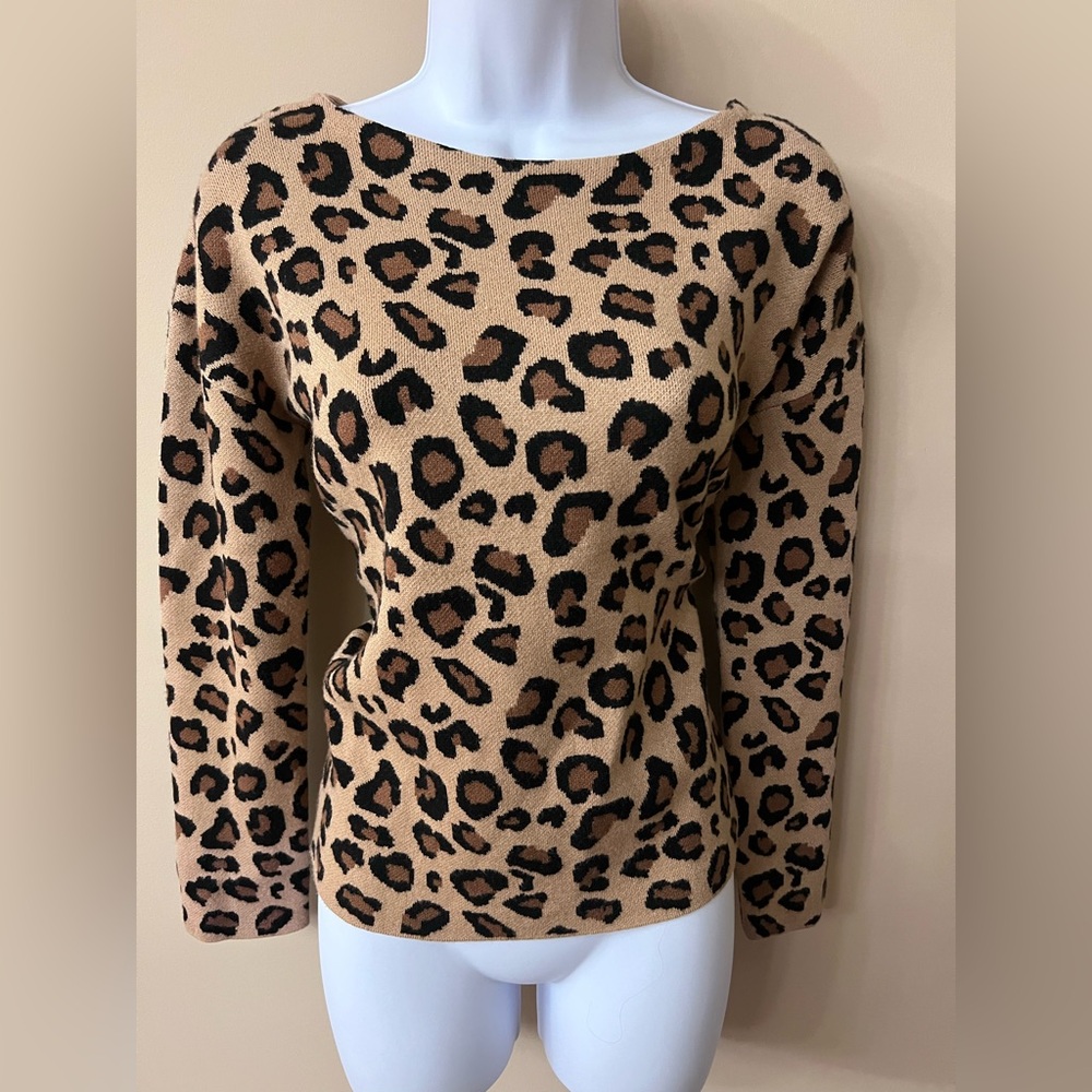 Tahari Animal Print Sweater, Size Small